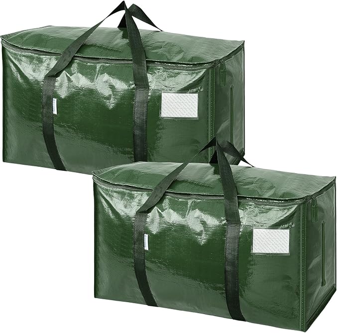 TICONN 2 Pack Extra Large Moving Bags Heavy Duty with Zippers & Carrying Handles, Durable Storage Bags Moving Boxes for Closet Organizers and Storage (2 Pack, Olive) by TICONN