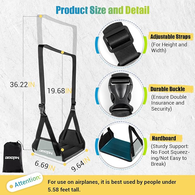 2-Pack Foot Hammock Plane Travel, No Collapse Thickened Bamboo Foot Rest | Portable Airplane Foot Sling Wing with Thickened Foam & Carry Bag, Long-Flight Travel Essential Designed to Relax Your Feet - Image 4