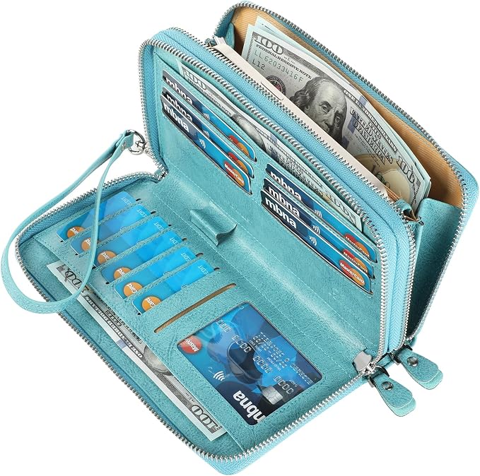 Small Compact Women Wallet RFID Blocking Genuine Leather Bifold Purse with ID Windows - Image 2