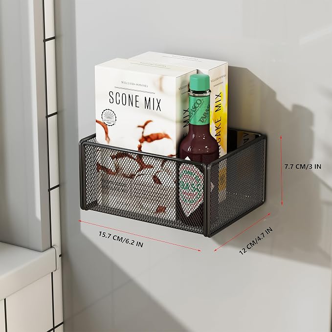 Magnetic Shelf Fridge Basket Bin for Washer Dryer Locker Whiteboard Cabinet | No Drilling No Assembly, Reusable Magnet Organizer Kitchen Laundry Storage Rack Container Holder Home Office Classroom - Image 6