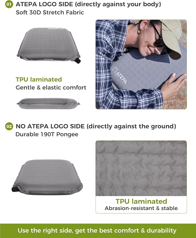ATEPA Inflatable Seat Cushion | 2" & 2.5" Foam Core Seat Pad, Self Inflating, Compact, Stadium, Airplane, Travel, Camping, Hiking, Sports events - Image 6