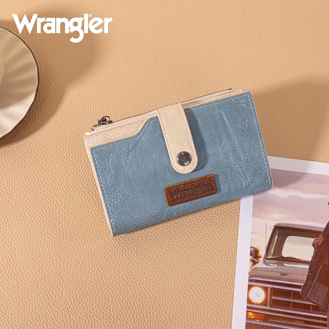 Wrangler Wallet for Women Bifold Card Holder with Zipper and ID Window - Image 6