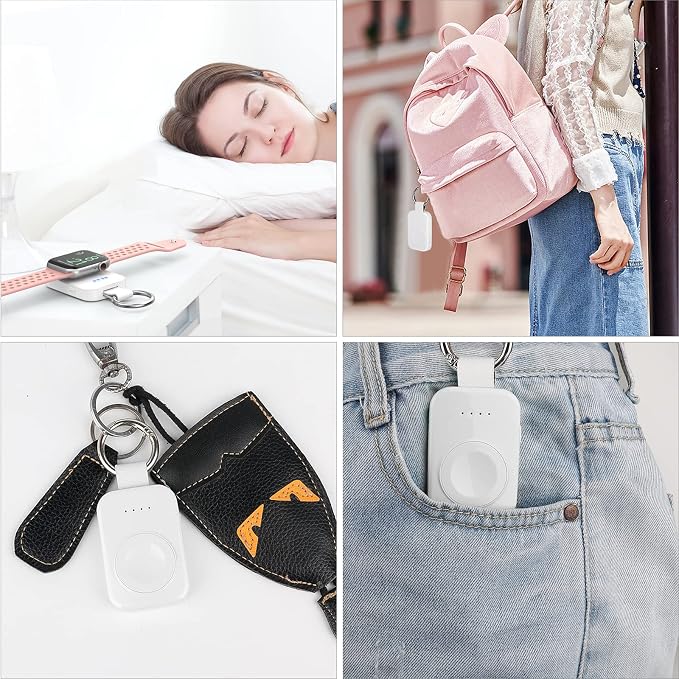 Portable Wireless Charger for Apple Watch Travel Magnetic iWatch Power Bank | 1000mAh Battery, On The Go, Keychain Accessories,Compact Smart Charging, for iWatch Series 11/10/9/8/7/6/5/4/3/2/SE,White - Image 4
