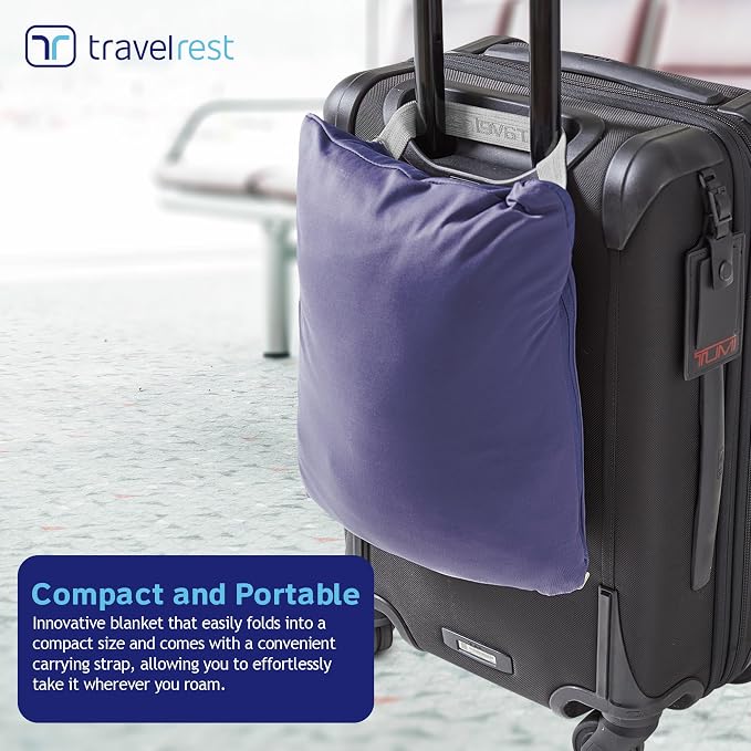 TRAVELREST 4-in-1 Travel Blanket - Comfort for Long Travel - Blue Regular | Travel Essential Pillow & Body Wrap, Soft Lightweight Blanket, Ultra-Plush Fabric, Portable Carry Case Fit For Luggage - Image 5