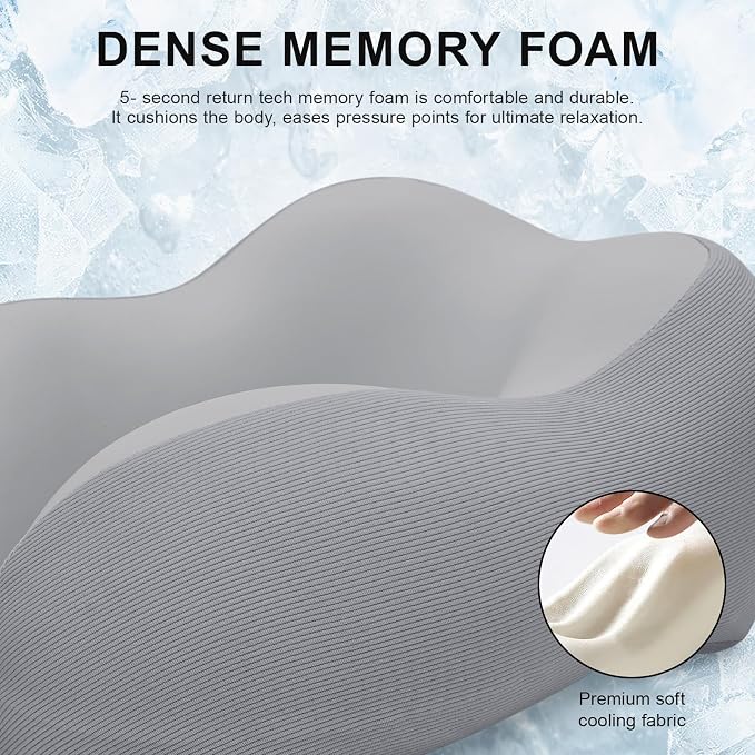 urnexttour Travel Pillow for Airplane Memory Foam Neck Pillow, Soft & Support Travel Pillow for Travelling, Sleeping Rest, Car, Train and Home Use (Grey) - Image 4