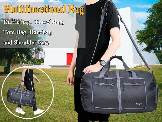 Woogwin Travel Duffel Bag Large Foldable Waterproof Overnight Bag for Beach Swim Bags Pool Sports Gym - Image 6