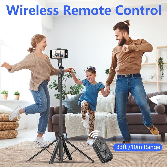 Auto Face Tracking Tripod for iPhone with Light, No APP Needed 63" Tripod | iPhone Stand for Video Recording, Selfie Stick Tripod Follows Your Movement with Remote for Content Creator Vlog Live - Image 4