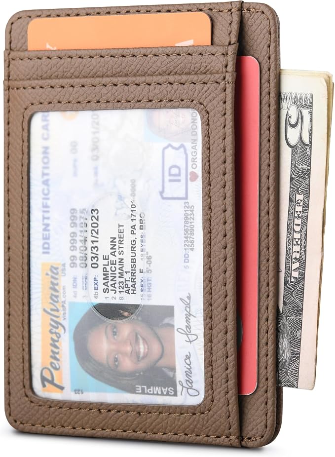 Buffway Slim Minimalist Front Pocket RFID Blocking Leather Wallets for Men and Women - Galaxy Maroon - Image 2