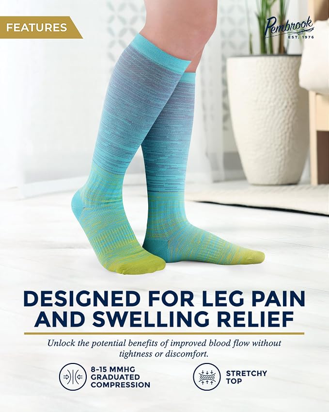 Pembrook® Bamboo Viscose Light Compression Socks - 3 Pairs | 8-15 mmhg Compression Socks | Knee High Comfort Support Socks - Image 3