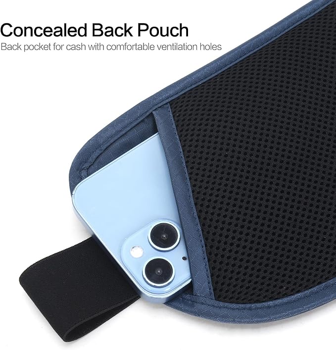 Slim RFID Blocking Money Belt for Travel - Anti-Theft Hidden Passport Holder Waist Wallet with Secure Pouch for Cash, Credit Cards & Phone Safe (Navy Blue) - Image 5
