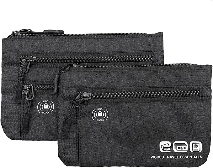 Passport Holder Bag Travel Wallet RFID Blocking Pouches, Two-Piece Set | Currency and Passport Organizer, Travel Essentials Pouch for Men Women, Ultra-slim, Lightweight - Image 9