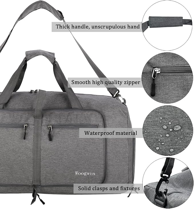 Woogwin Travel Duffel Bag Large Foldable Waterproof Overnight Bag for Beach Swim Bags Pool Sports Gym - Image 4