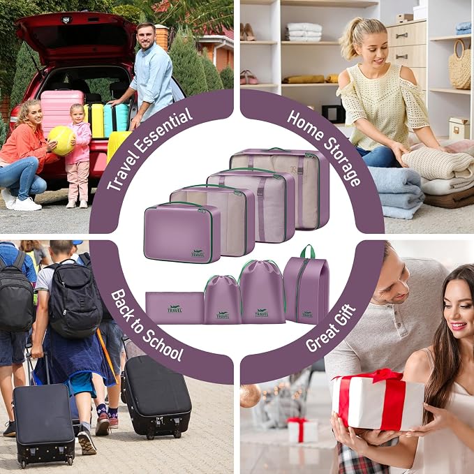 8 Set Packing Cubes for Travel Suitcase Organizer Bags Luggage Packing Cubes Set Travel Essentials Accessories Gifts for Women - Image 7