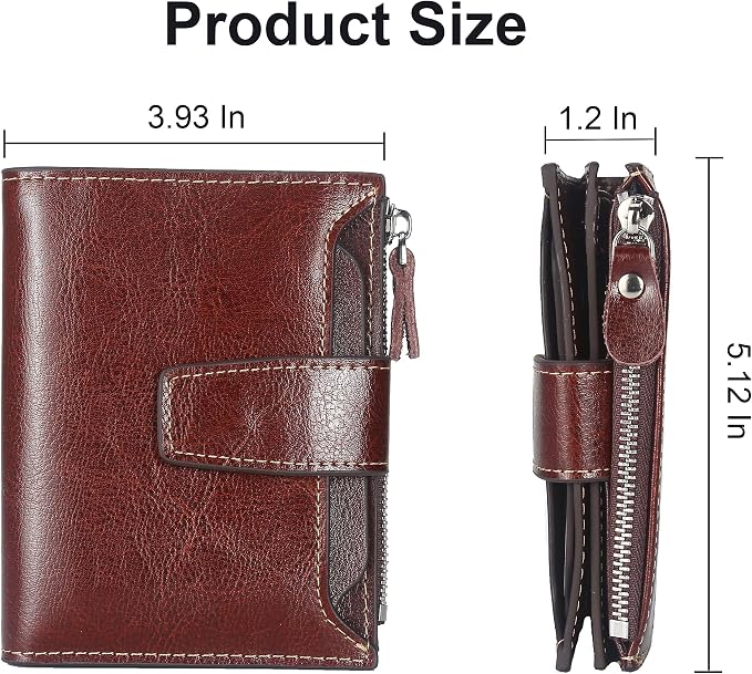 Small Compact Women Wallet RFID Blocking Genuine Leather Bifold Purse with ID Windows - Image 5