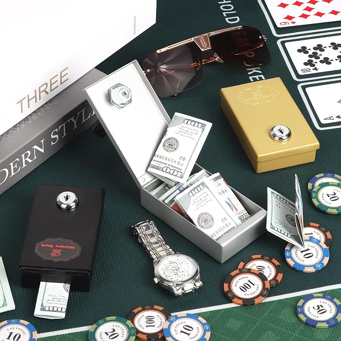 3 Pack Metal Box for Gambler - Winners Bank Portable Safe Casino Money Pocket Sized Cash Box with Key Go Home Money - Image 5