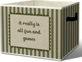 Rustic It Really Is All Fun And Games Storage Bins Boxes with Handles | toys books clothes , green striped nursery foldable basket for organizing bedroom toddler room playroom by Unknown