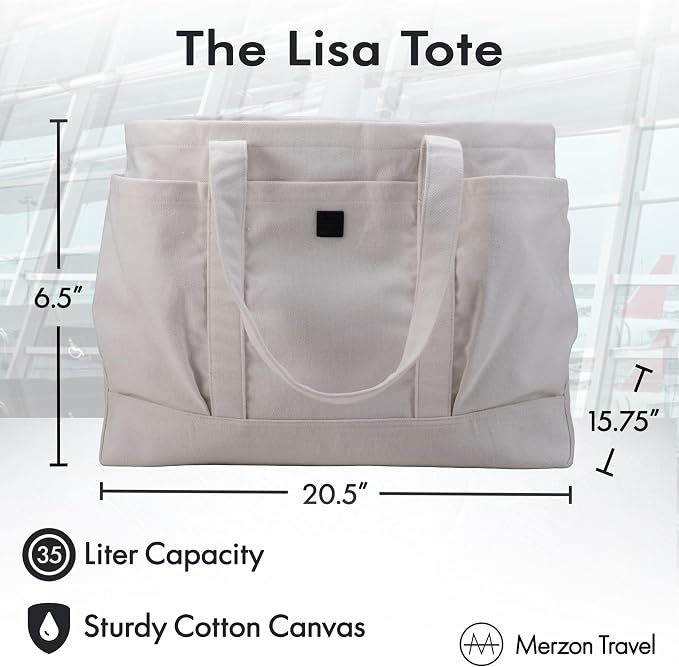 Lisa Tote | 35L | TOTE-136 Natural | Everyday Utility, Versatile Gym, Beach & Market Bag, Daily Carry, Sturdy Cotton Canvas, Fits Under Airline Seat, TSA Friendly - Image 2