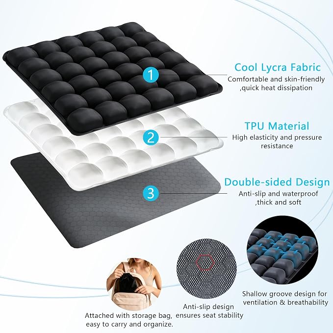 SondlorTravel Cushion Airplane Seat ,Airplane Seat Cushion for Long Flights | Ergonomic Comfort Support,Portable Air Cushion for Travel, Airplane Long Flights, Office, Car & Wheelchair ,Non-slip Bottom - Image 4