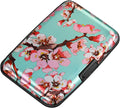 Mini RFID Aluminum Wallet Credit Cards Holder Business Card Case Metal ID Case for Men Women（Pink Peach Blossom by ELFISH