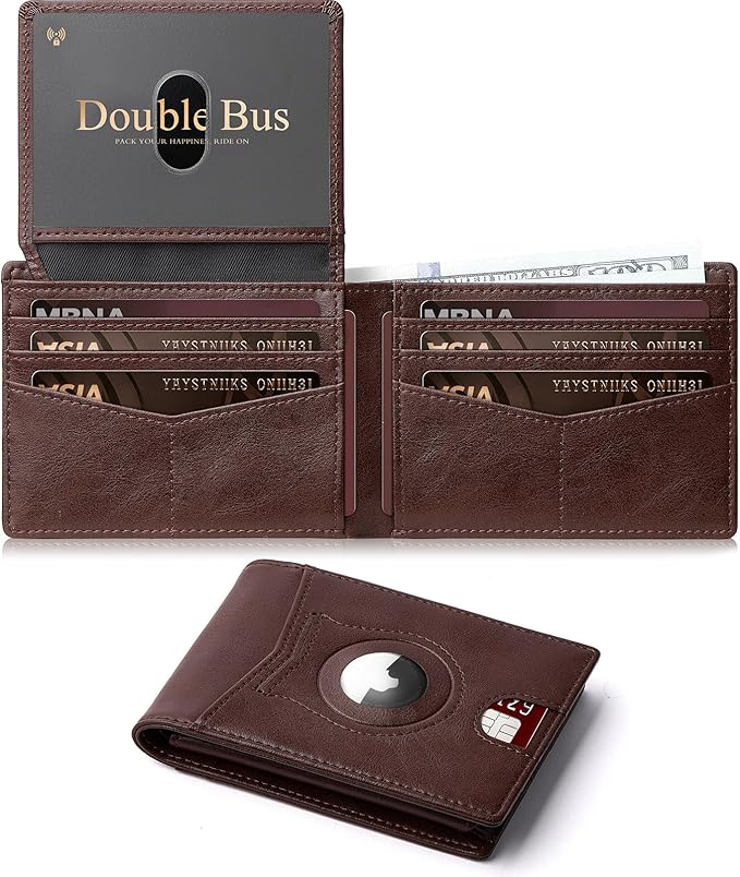 Wallet for Men Slim RFID Blocking Bifold Carbon Fiber,Minimalist Small Compact Front Pocket Credit Card Holder,Thin Mens Leather Wallets Smart Security With 2 ID windows 1 Cash (Oil Wax Brown) by Unknown