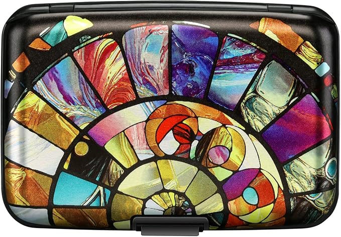 RFID Aluminum Wallet Credit Card Protector Case Holder for Men Women | Mini RFID Aluminum Wallet Credit Cards Holder Business Card Case Metal ID Case for Men Women (Colorful Glass) - Image 4