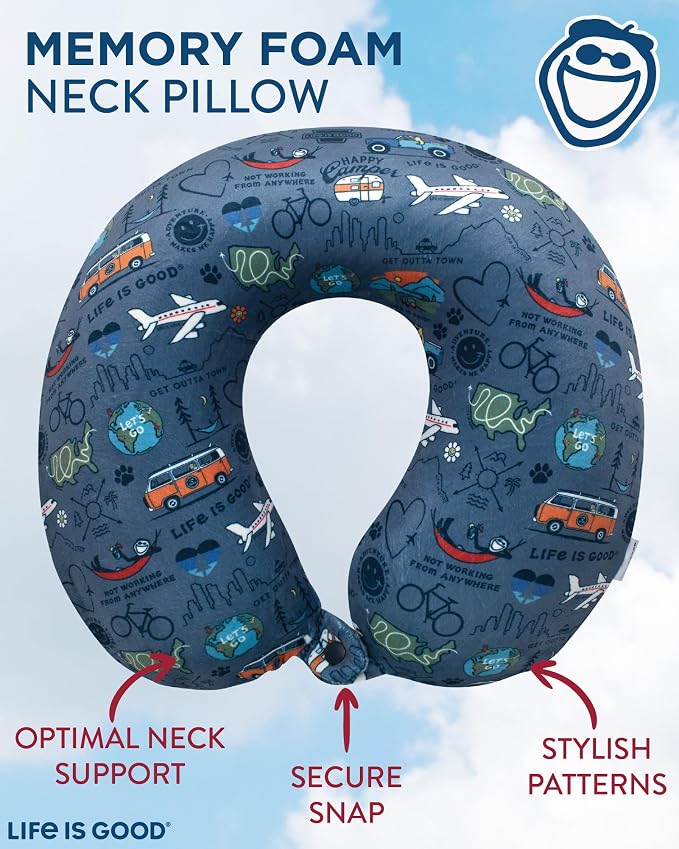 Life is Good Neck Pillow with Soft Memory | All-Over Print, U-Shaped, Cozy Cushioning Cradles Your Head and Spine for Long Trips - Image 2