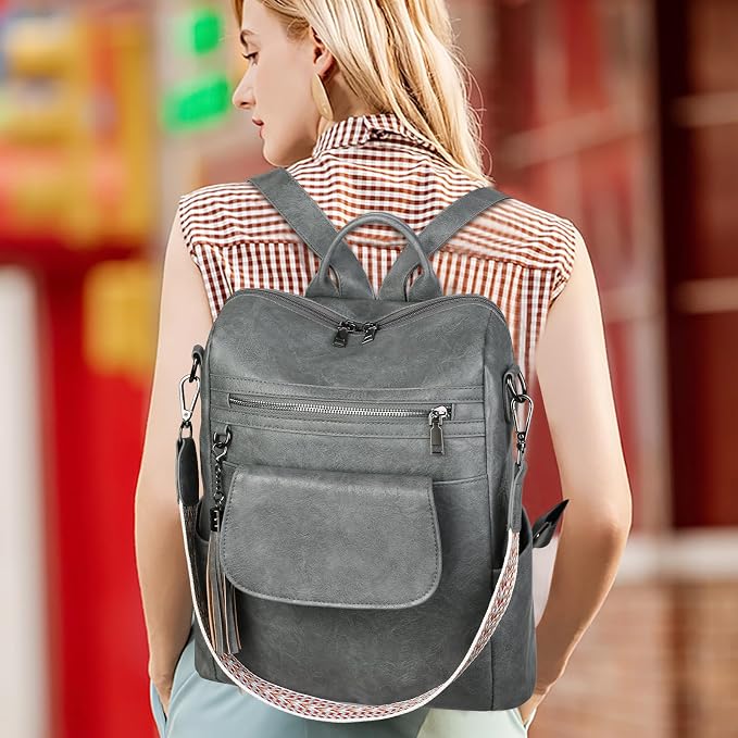 GAEKEAO Backpack Purse for Women PU Leather Anti-theft Backpack Ladies Convertible Large Travel Designer Fashion Shoulder Bag - Image 2
