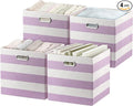 Posprica Storage Bins Storage Cubes,13×13 Collapsible Storage Boxes Containers Organizer Baskets for Nursery,Office,Closet,Shelf - 4pcs,Purple-white Striped by Posprica