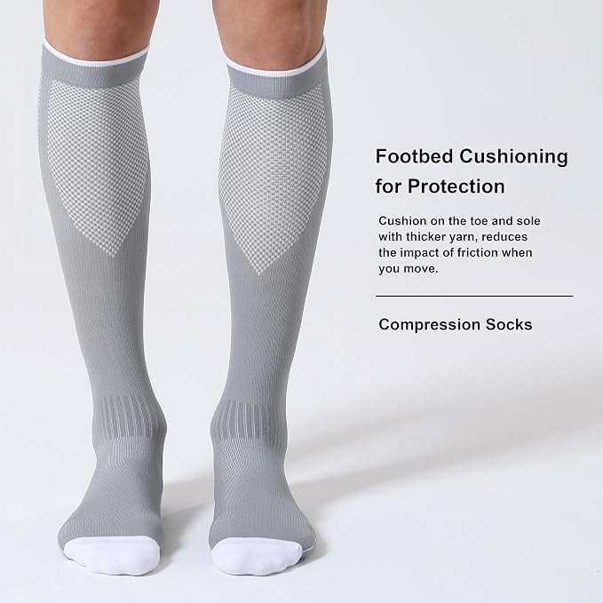 CS CELERSPORT 3/4 Pairs Compression Socks for Men Women Size 6-12 | Knee High Support Socks for Running Nurses Pregnancy Travel Daily Wear - Image 4
