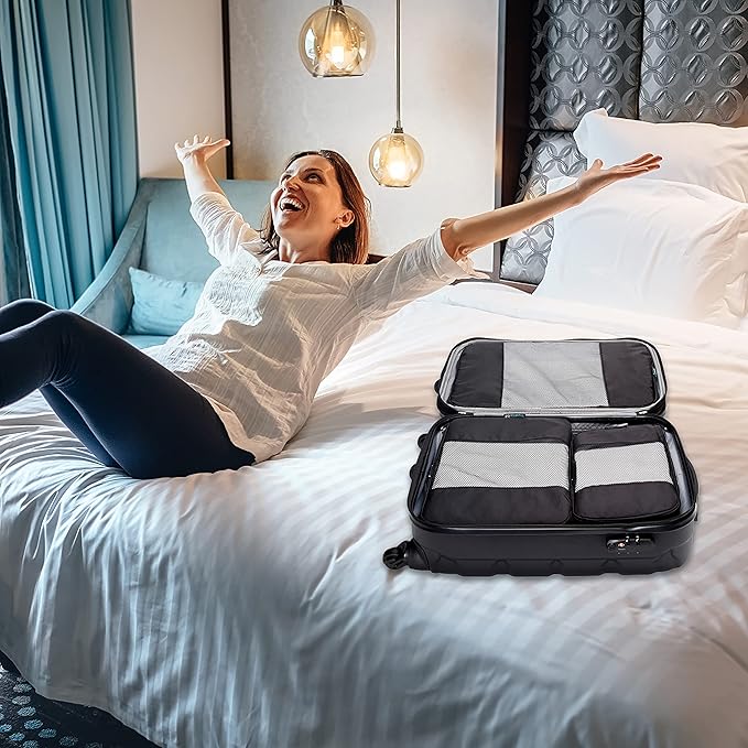 Travel Wise Packing Cubes for Travel - 5 Piece Set with Pattern Design, Lightweight Ripstop Nylon Luggage Organizers with Mesh Panel, Small Medium Large Sizes - Image 6