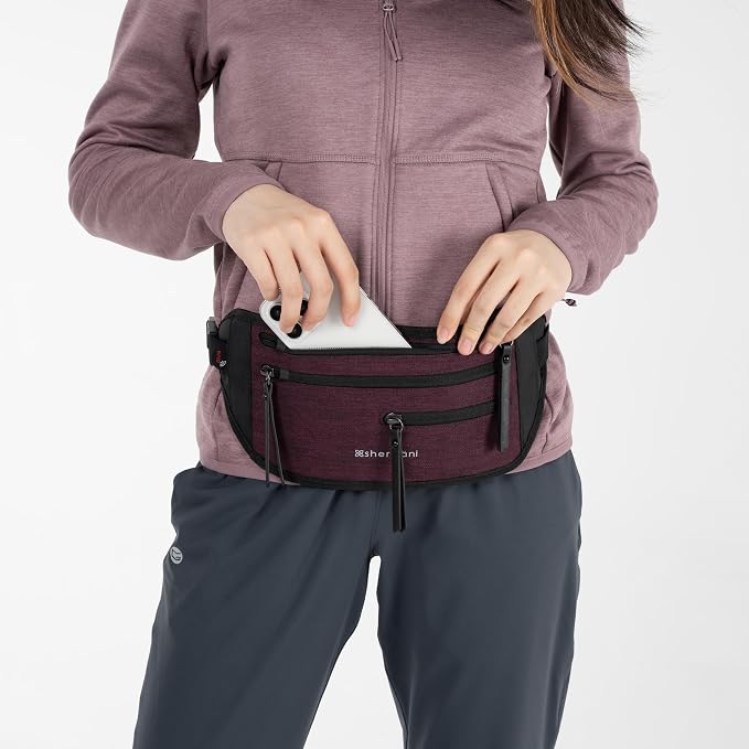 Sherpani Jett, Travel Money Belt, Secure Waist Bag, Slim Passport Holders, Blocking Hidden Wallet Belt Bag, Fanny Pack for Women, Travel Gift, RFID Protection (Merlot Lite) - Image 3