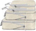 Compression Packing Cubes, Ultralight Packing Cubes for Carry on Suitcase, Travel Packing Essentials for Suitcase Organizer Bags Set, Durable Travel cubes for Luggage (Beige, Set of 4) by XYZLH