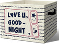 Comforting Goodnight Star Storage Bins Box with Handles Organizer Basket | bedtime heartfelt foldable basket for organizing, striped collapsible toys clothes for nursery bedroom apartment, 10x14 in by Unknown