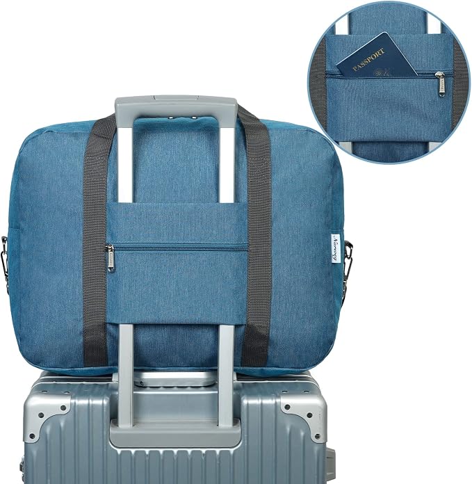 For Spirit Airlines Personal Item Bag 18x14x8 Foldable Travel Duffel Bag Tote Foldie Duffle Carry on Luggage for Women and Men 30L (Navy Blue (With Shoulder Strap)) - Image 5