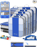 OlarHike 10 Set Compression Packing Cubes for Travel Essentials,Compressible Expandable Space Saver Bags for Organizing Clothes,Luggage Suitcase Garment Bags with Over 1000 pcs Mesh Holes(Klein Blue) by OlarHike