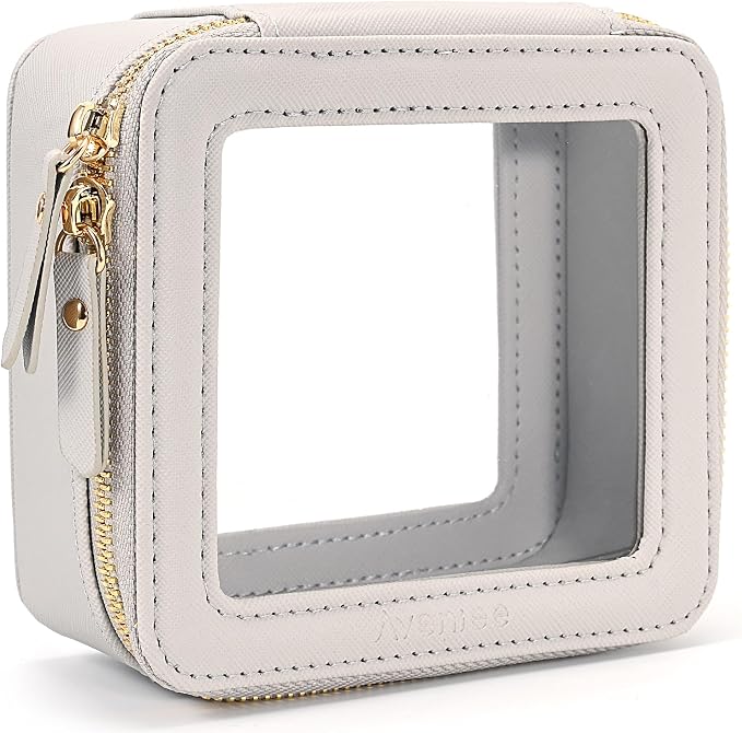 Aveniee Mini Clear Makeup Bag, Small Cosmetic Bags Travel Toiletry Pouch Organizer, TSA Approved Make up Case with Zipper, Car Bag for Essentials,Grey by Aveniee