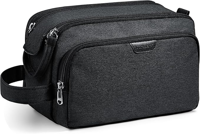 Vorspack Travel Toiletry Bag with Organized Compartment, Medium, Black | Water Resistant, Wide Opening, with Wet Pocket, Small Travel Bag for Toiletries, Grooming, Shaving, Accessories by Vorspack