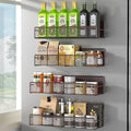 DTUQYX Magnetic Spice Rack for Refrigerator, 4 Pack 100% Metal Strong Magnet Fridge Shelves, Space Saving Spice Organizer, No Drilling Moveable Home Kitchen Laundry Room Storage Organization, Brown by DTUQYX