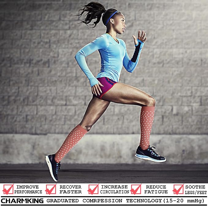 CHARMKING Compression Socks for Women & Men Circulation (8 Pairs) 15-20 mmHg Best Calf Socks Support for Athletic Cycling - Image 2