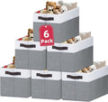 6 Pack Clothes Bins for Organization - 16x12 Extra Large Storage Baskets for Shelves Closet Bedroom - Toy Storage Organizer Bins Boxes Cubes for Nursery - RV Apartment Essentials by Criusia
