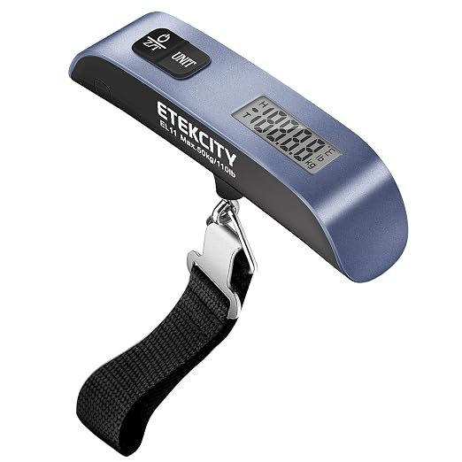 Etekcity Luggage Scale, Digital Suitcase Weight Scale for Travel, 110 lb | Travel Essentials, Air Travel, Suitcase, Hanging Hook, Rubber Grip, Battery Included, Easy-to-Read Display by Etekcity