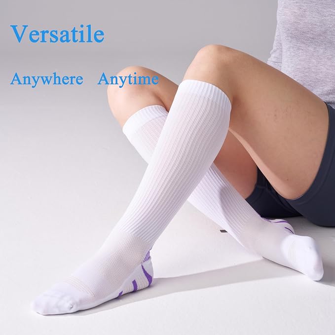 4 Pairs Compression Socks For Women and Men 20-30mmHg Graduated Compression Circulation Support Socks For Travel - Image 6