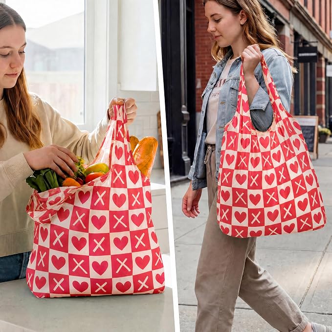 Stelle Lightweight Reusable Grocery Bag with Handles Ripstop Nylon Foldable Tote Shopping Bags for Travel and Groceries - Image 2