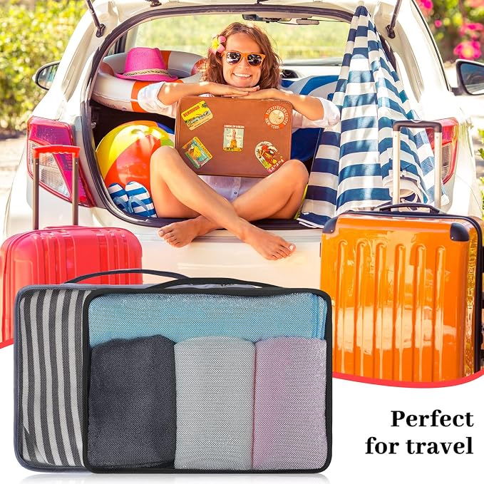 Tudomro 12 Pcs Large Packing Cubes Luggage Organizers for Suitcase Mesh Travel Organizer Bags Travel Packing Organizers for Traveling Camping Hiking - Image 4