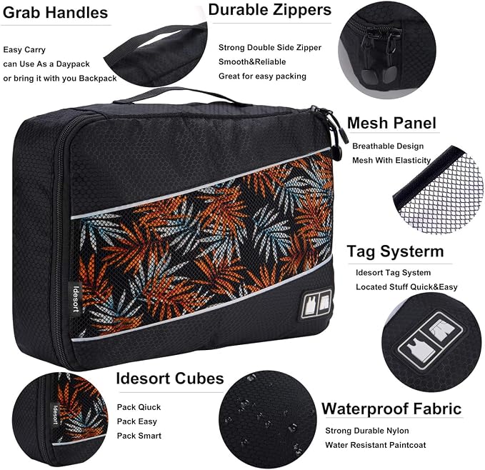 Packing Cubes large Luggage Organizers Bags For Travel Organizing Clothes | Mixed Color 8 Set Suitable family or two-person trips; breathable mesh make easy to sort; durable and convenient to store - Image 3