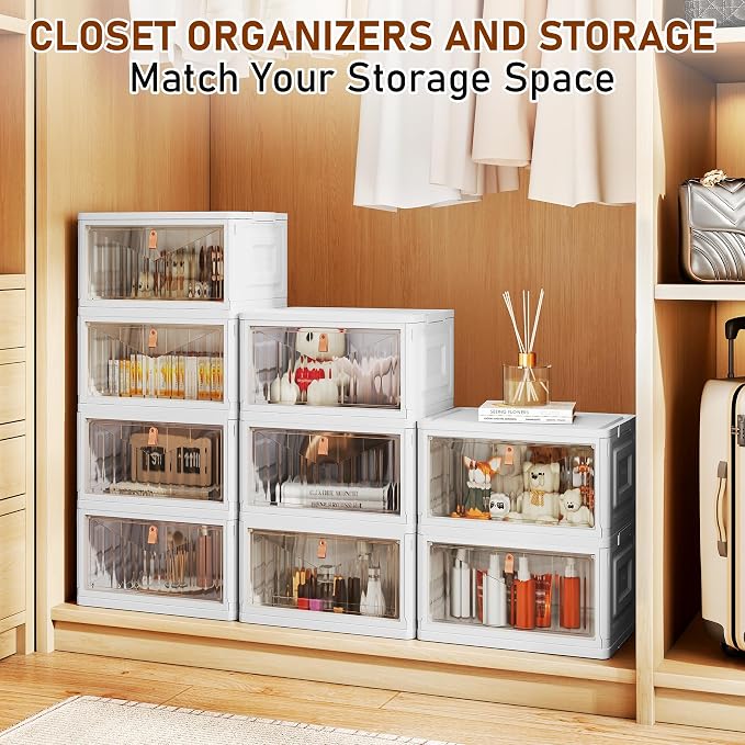 Wise Oannes Closet Organizers and storage, Storage cabinet with Wheels | Stackable Storage Bins with Wheels，Collapsible and Folds flat design to saves space, , Great for home, office, or garage - Image 5