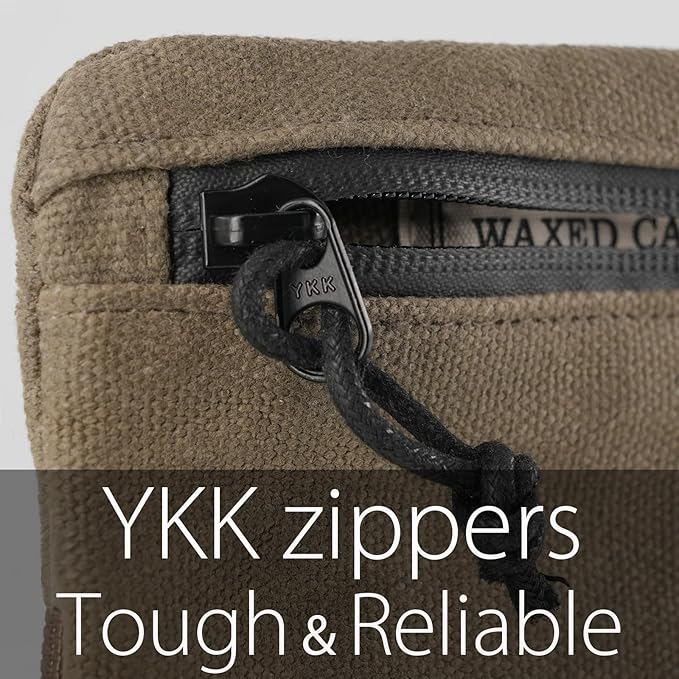 Belt Zipper Pouches for Men Women Compact EDC Pouch, YKK Zipper, Anti-theft Pickpocket Proof Safety Wallets, Waist Pack for Traveling Hiking, Water Resistant, Tough Waxed Canvas, Olive - Image 5