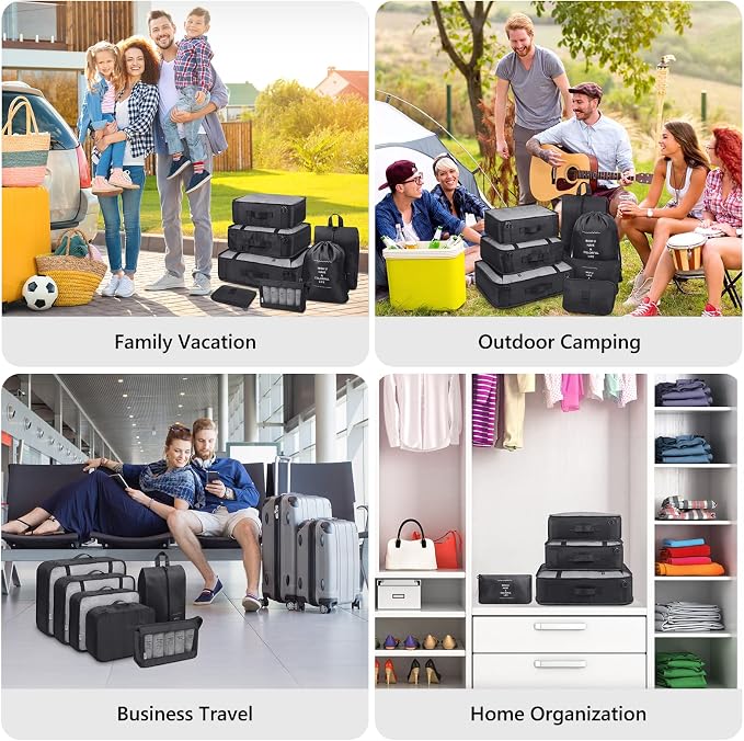 Mossio 9 Set Packing Cubes with Shoe Bag & Electronics Bag - Luggage Organizers Suitcase Travel Accessories - Image 7