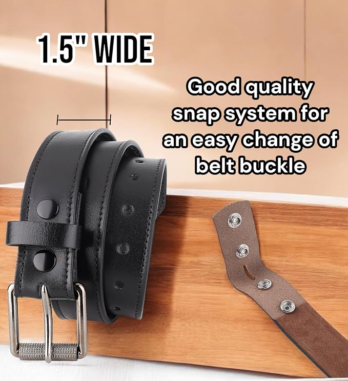 F&L CLASSIC Men’s Money Full Grain leather Belt, Hidden zipper Pocket, - Image 4