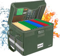 DocSafe Fireproof Document Box with Lock,File Storage Organizer with Mesh Pockets＆Lid,Collapsible Portable File Box Home Office Safe Filing Cabinet with Handle for Hanging Letter/Legal Folder,Green by DocSafe
